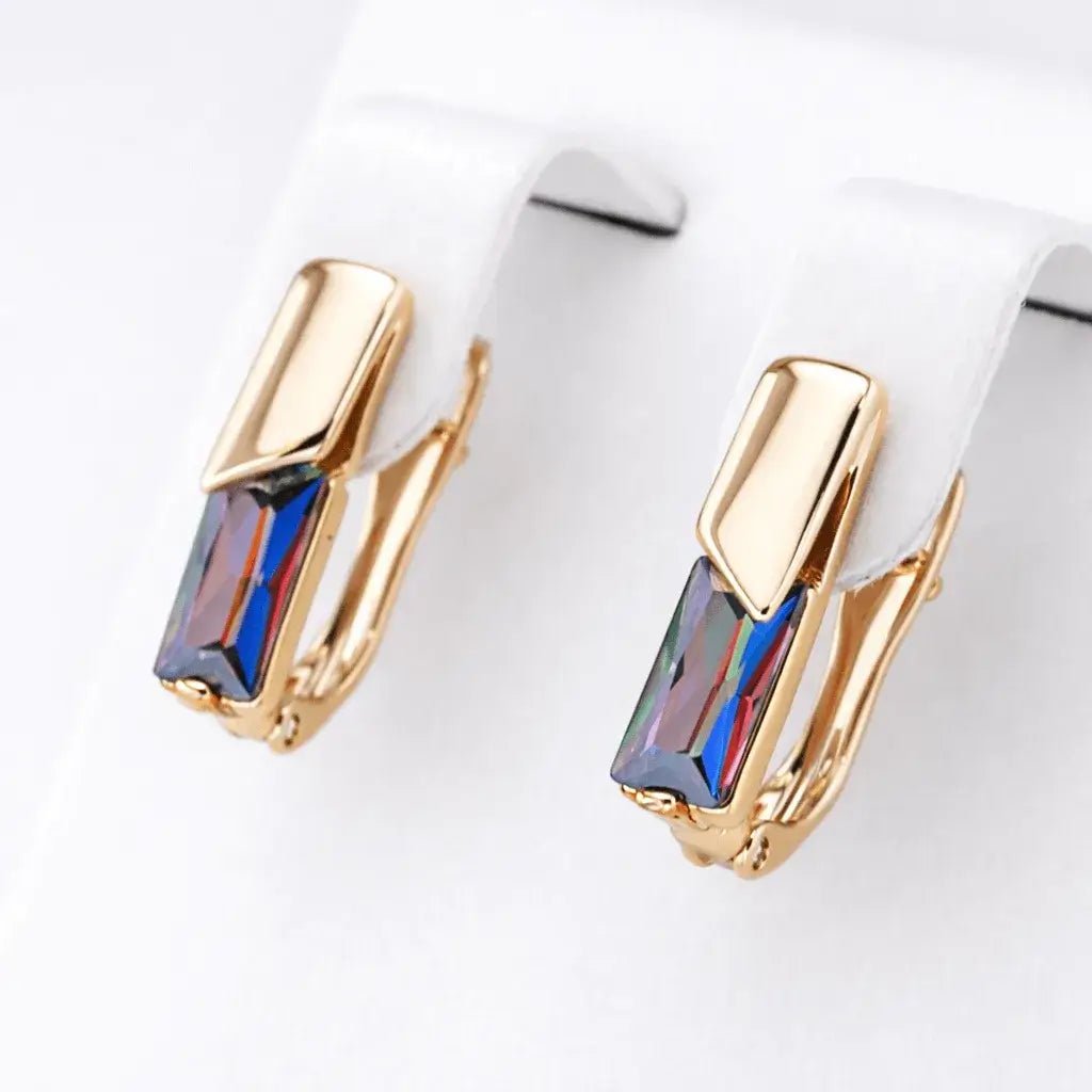 Alvora Alvora Elixson – Auralis E, Rose Gold Earrings with Colorful Zircon