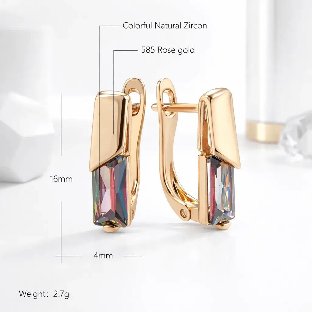 Alvora Elixson – Auralis E, Rose Gold Earrings with Colorful Zircon