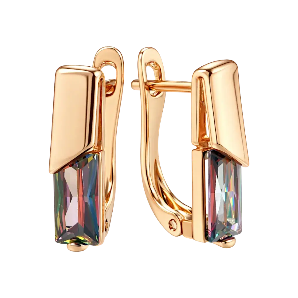 Alvora Elixson – Auralis E, Rose Gold Earrings with Colorful Zircon