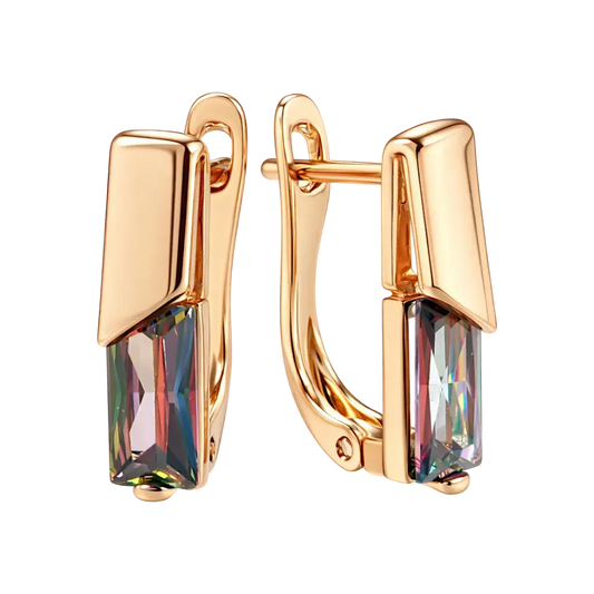 Alvora Elixson – Auralis E, Rose Gold Earrings with Colorful Zircon