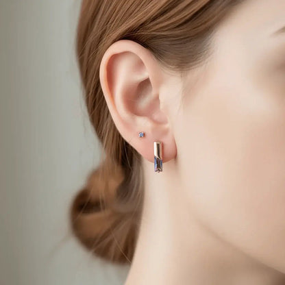 Alvora Elixson – Auralis E, Rose Gold Earrings with Colorful Zircon