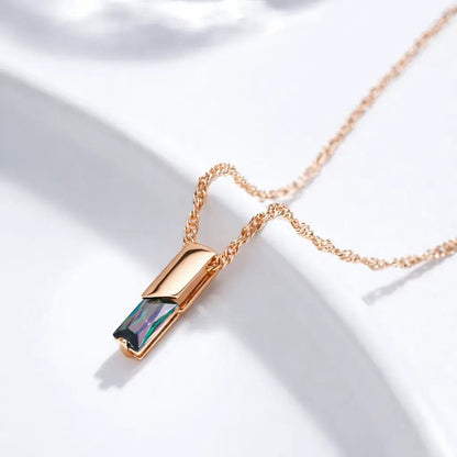 Alvora Elixson – Auralis N, Rose Gold Necklace with Colorful Zircon