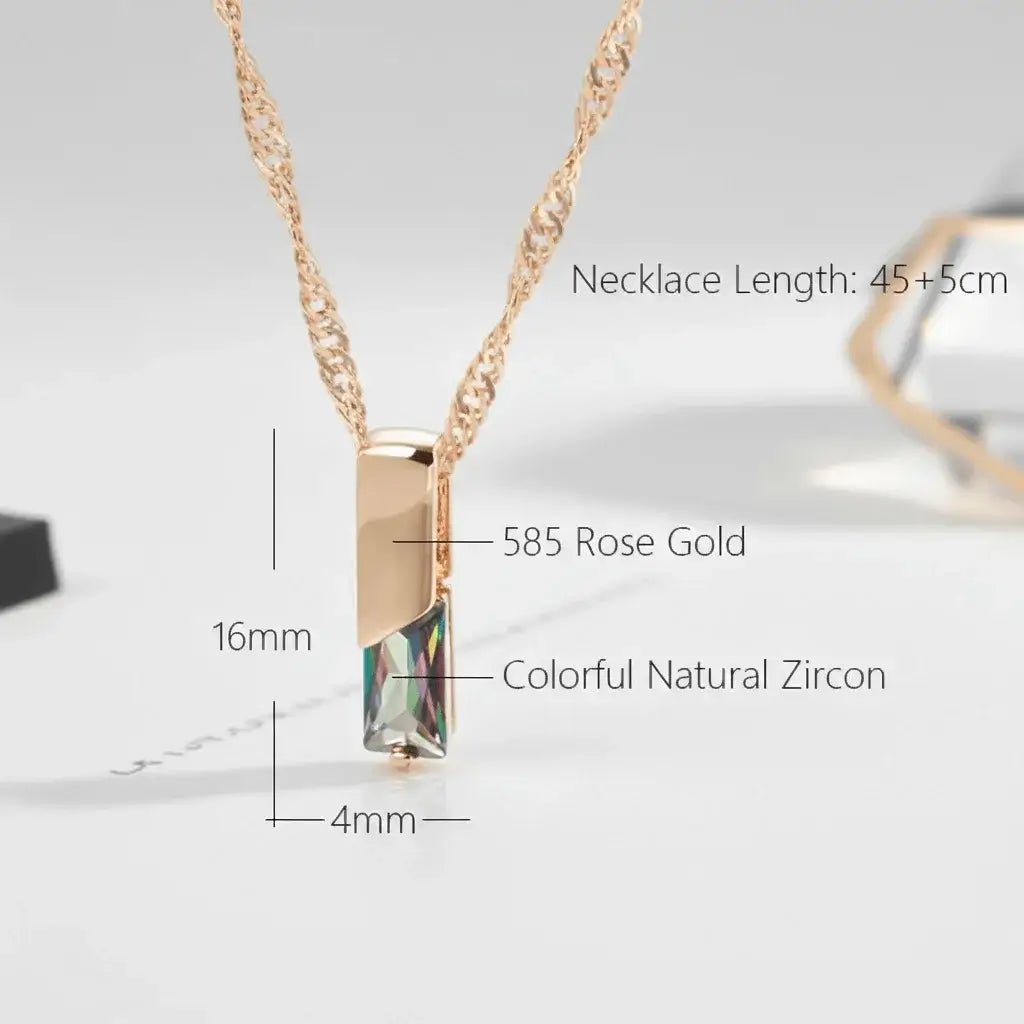 Alvora Elixson – Auralis N, Rose Gold Necklace with Colorful Zircon