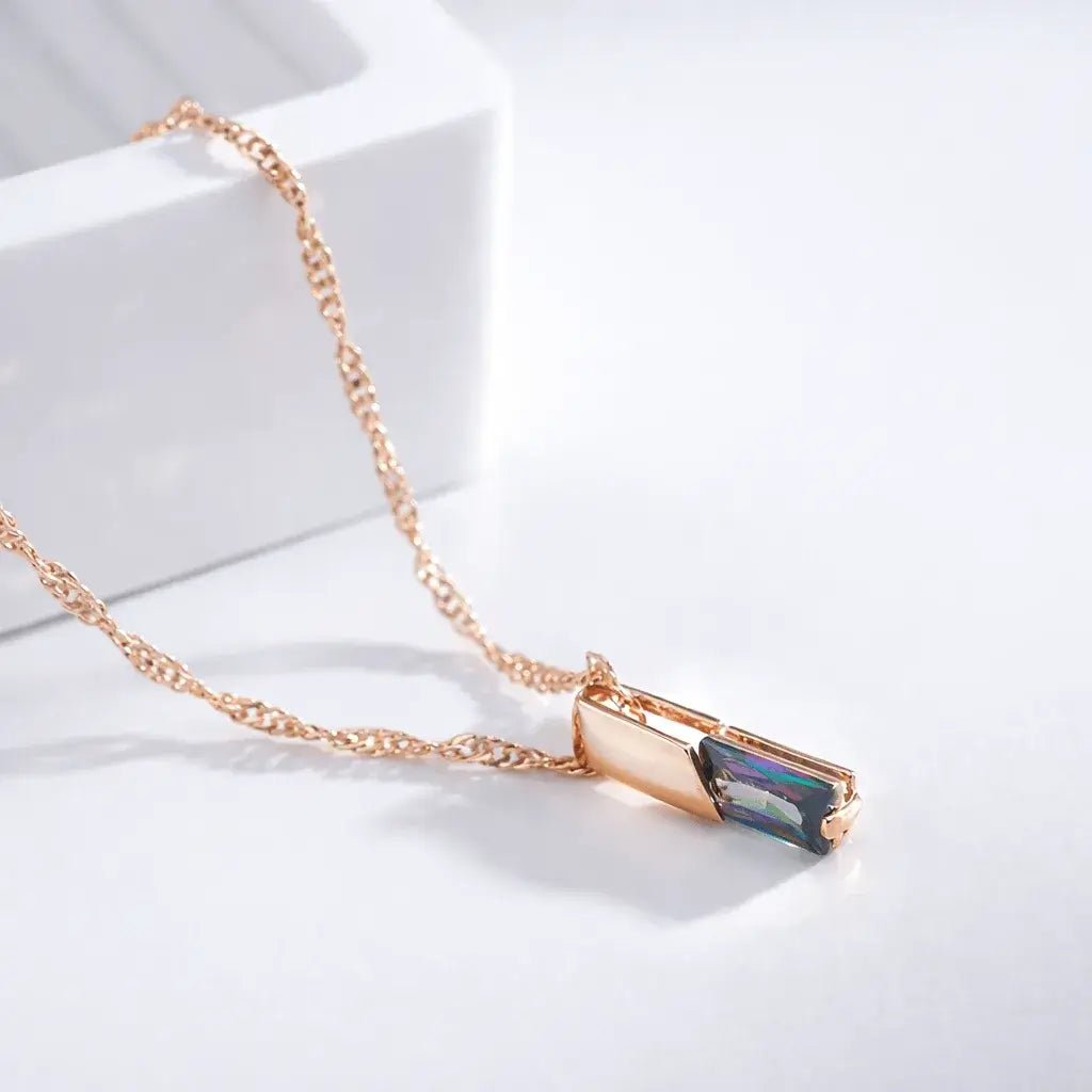 Alvora Elixson – Auralis N, Rose Gold Necklace with Colorful Zircon