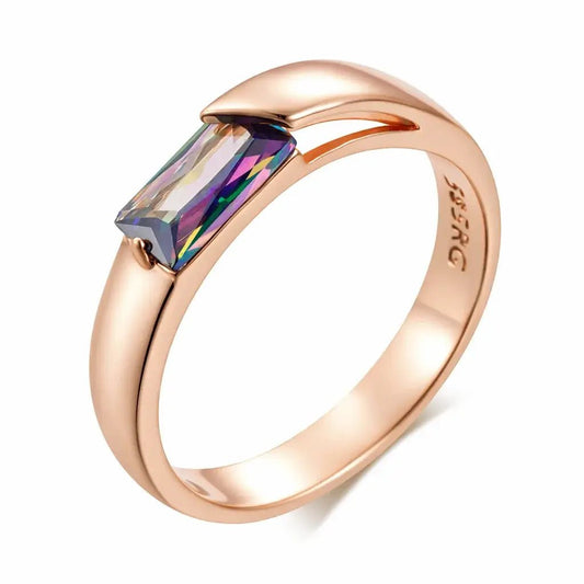 Alvora Elixson – Auralis Rose Gold Ring with Colorful Zircon