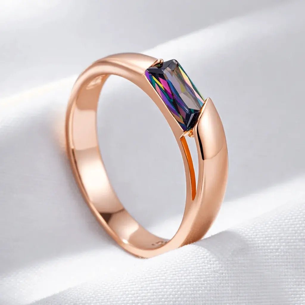 Alvora Elixson – Auralis Rose Gold Ring with Colorful Zircon
