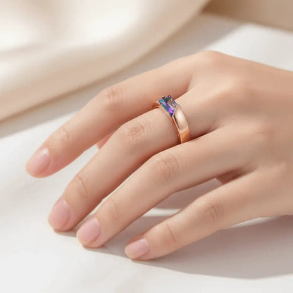 Alvora Elixson – Auralis Rose Gold Ring with Colorful Zircon
