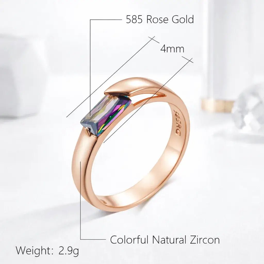 Alvora Elixson – Auralis Rose Gold Ring with Colorful Zircon