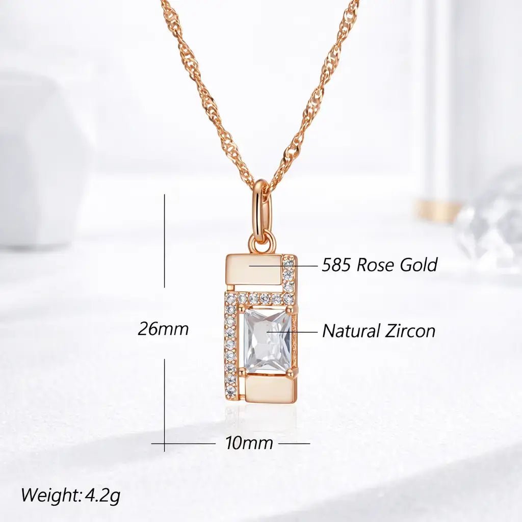 Alvora Elixson – Clarion Necklace, Rose Gold Natural Zircon Jewelry