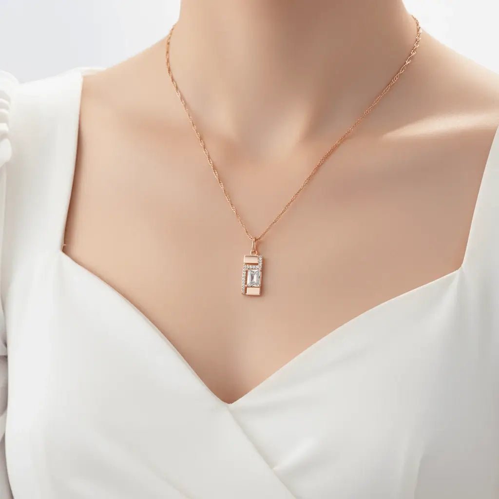 Alvora Elixson – Clarion Necklace, Rose Gold Natural Zircon Jewelry