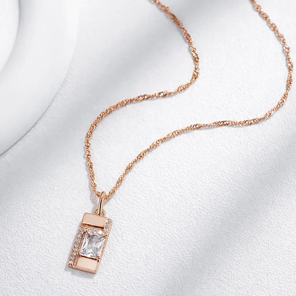 Alvora Elixson – Clarion Necklace, Rose Gold Natural Zircon Jewelry