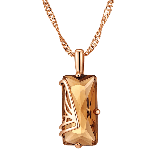 Alvora Elixson – Emberis, Rose Gold Pendant with Light Brown Zircon