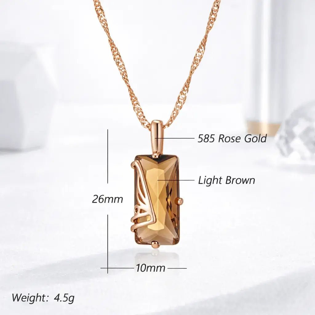 Alvora Elixson – Emberis, Rose Gold Pendant with Light Brown Zircon
