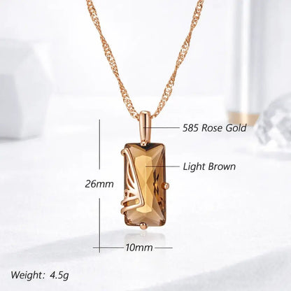 Alvora Elixson – Emberis, Rose Gold Pendant with Light Brown Zircon