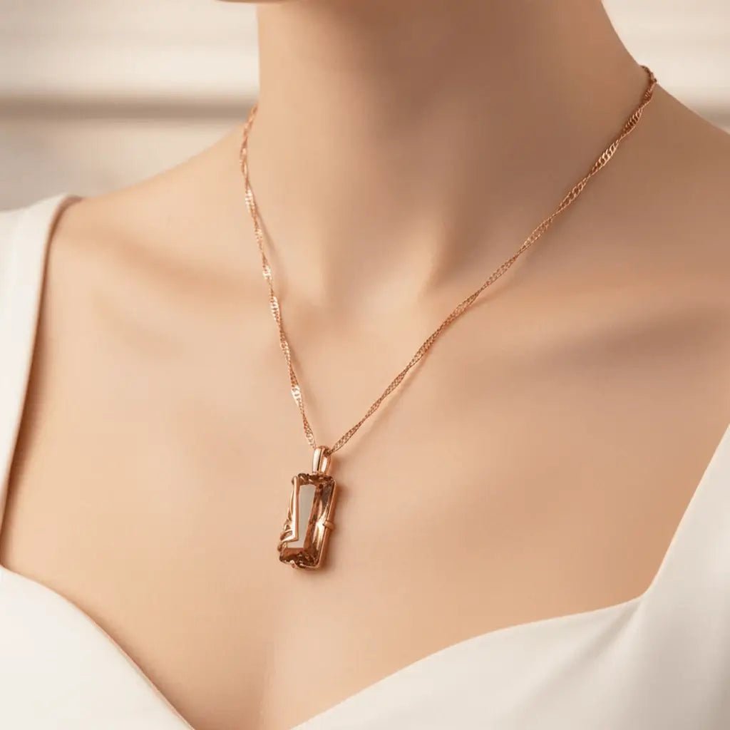 Alvora Elixson – Emberis, Rose Gold Pendant with Light Brown Zircon