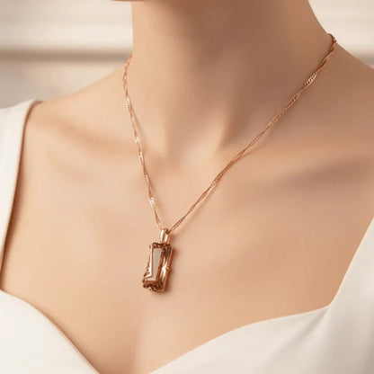 Alvora Elixson – Emberis, Rose Gold Pendant with Light Brown Zircon