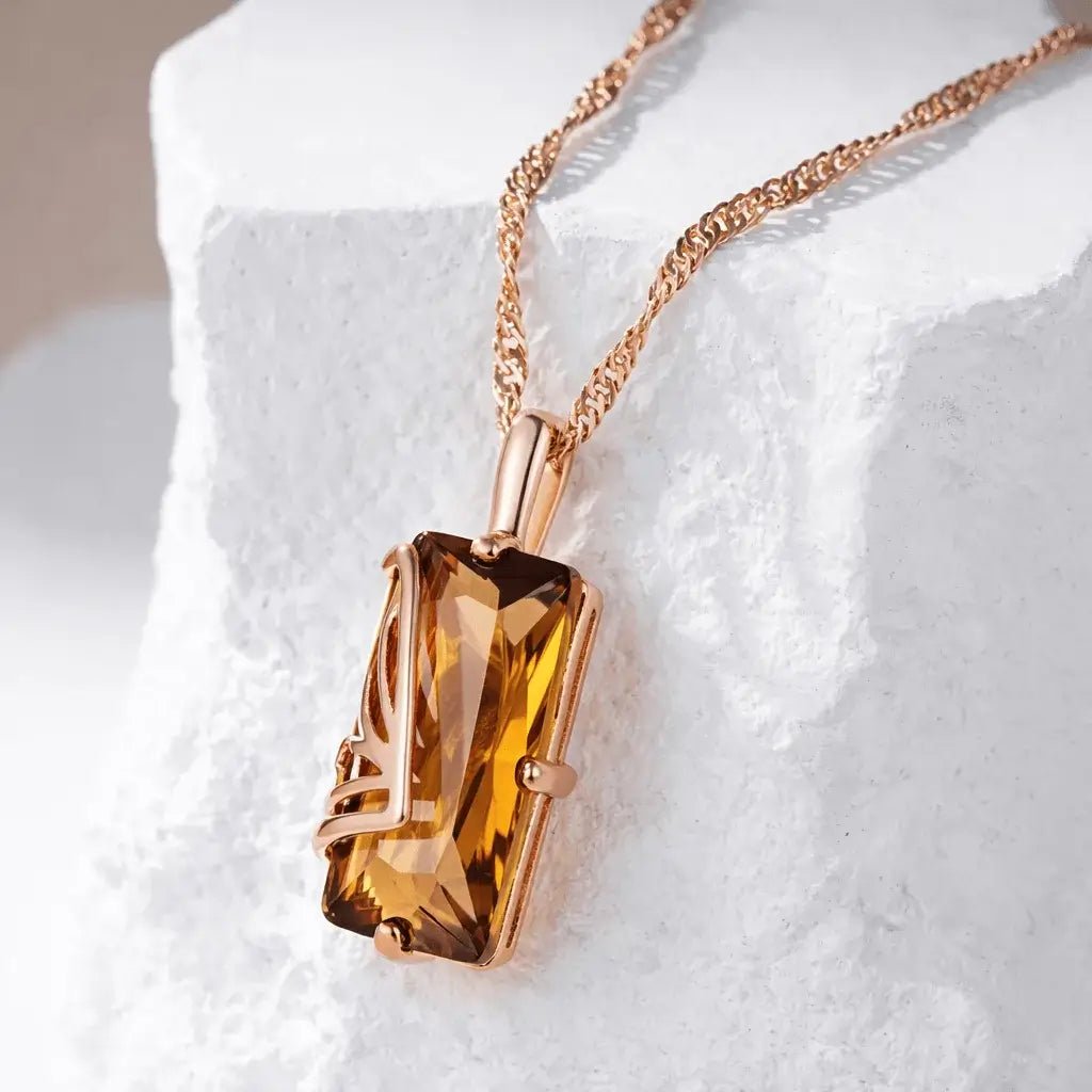 Alvora Elixson – Emberis, Rose Gold Pendant with Light Brown Zircon