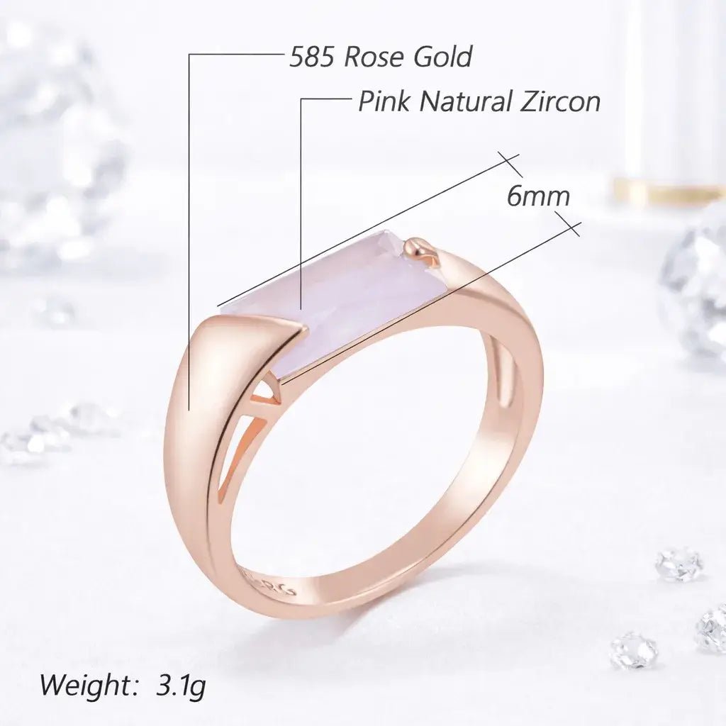 Alvora Elixson – Seraphis | Pink Natural Zircon Rose Gold Ring