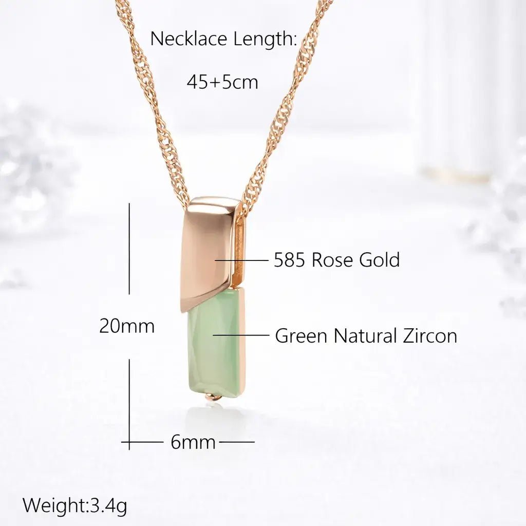 Alvora Elixson – Virentis | Green Zircon Rose Gold Minimal Pendant