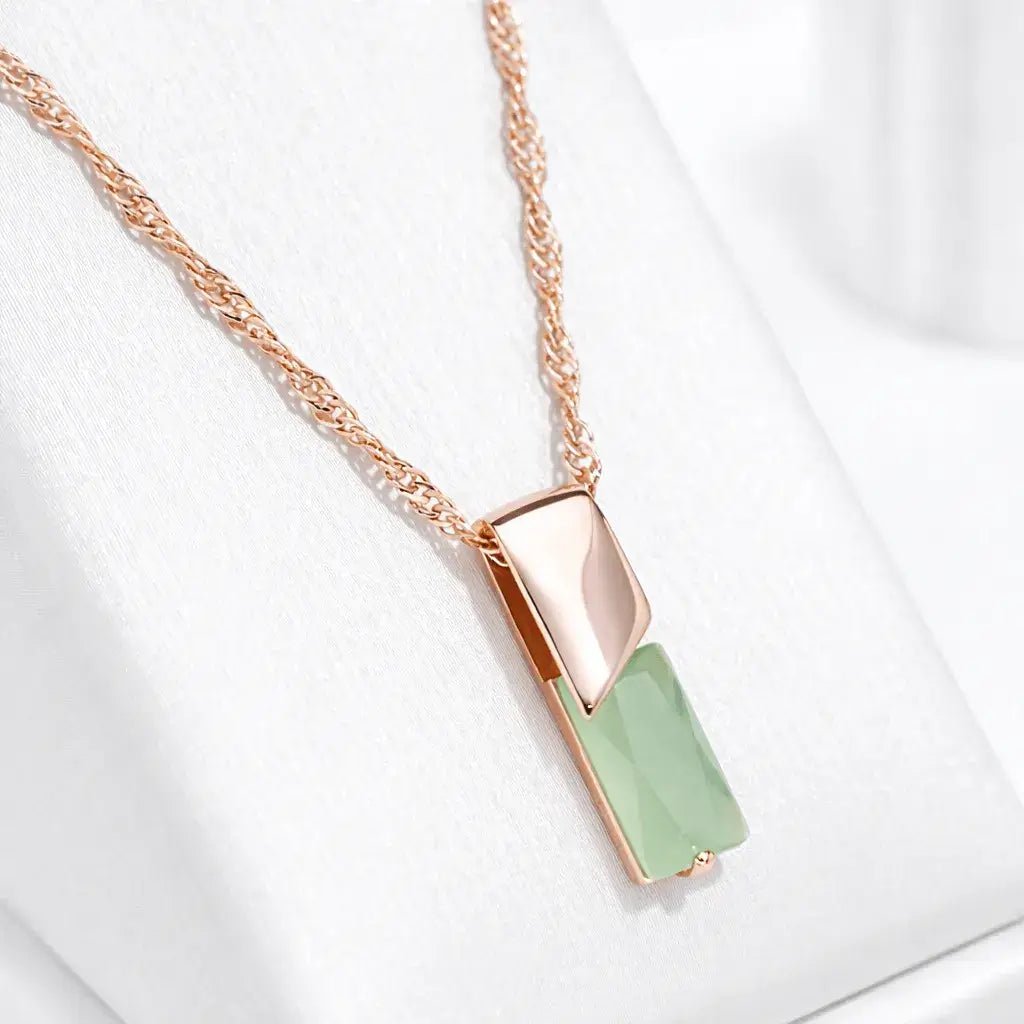 Alvora Elixson – Virentis | Green Zircon Rose Gold Minimal Pendant