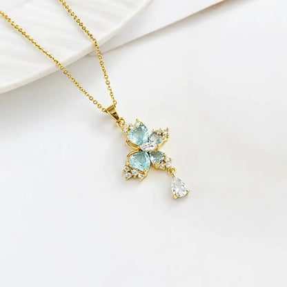 Alvora Elvyra Butterfly Necklace – Blue Zircon, Waterproof, Luck Jewelry