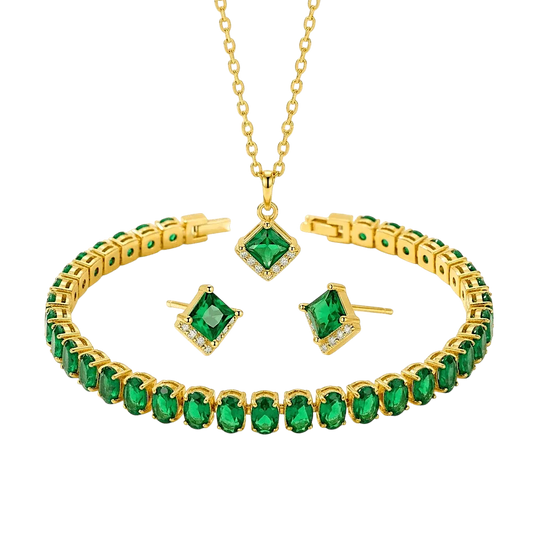 Emerald Grace Bundle | Gold Emerald Jewellery Set