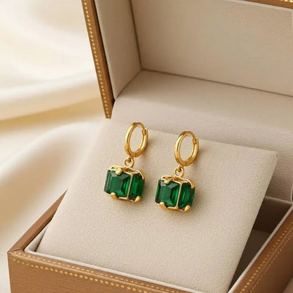Alvora Emerisia Emerald Hoop Earrings | Gold Waterproof Jewelry
