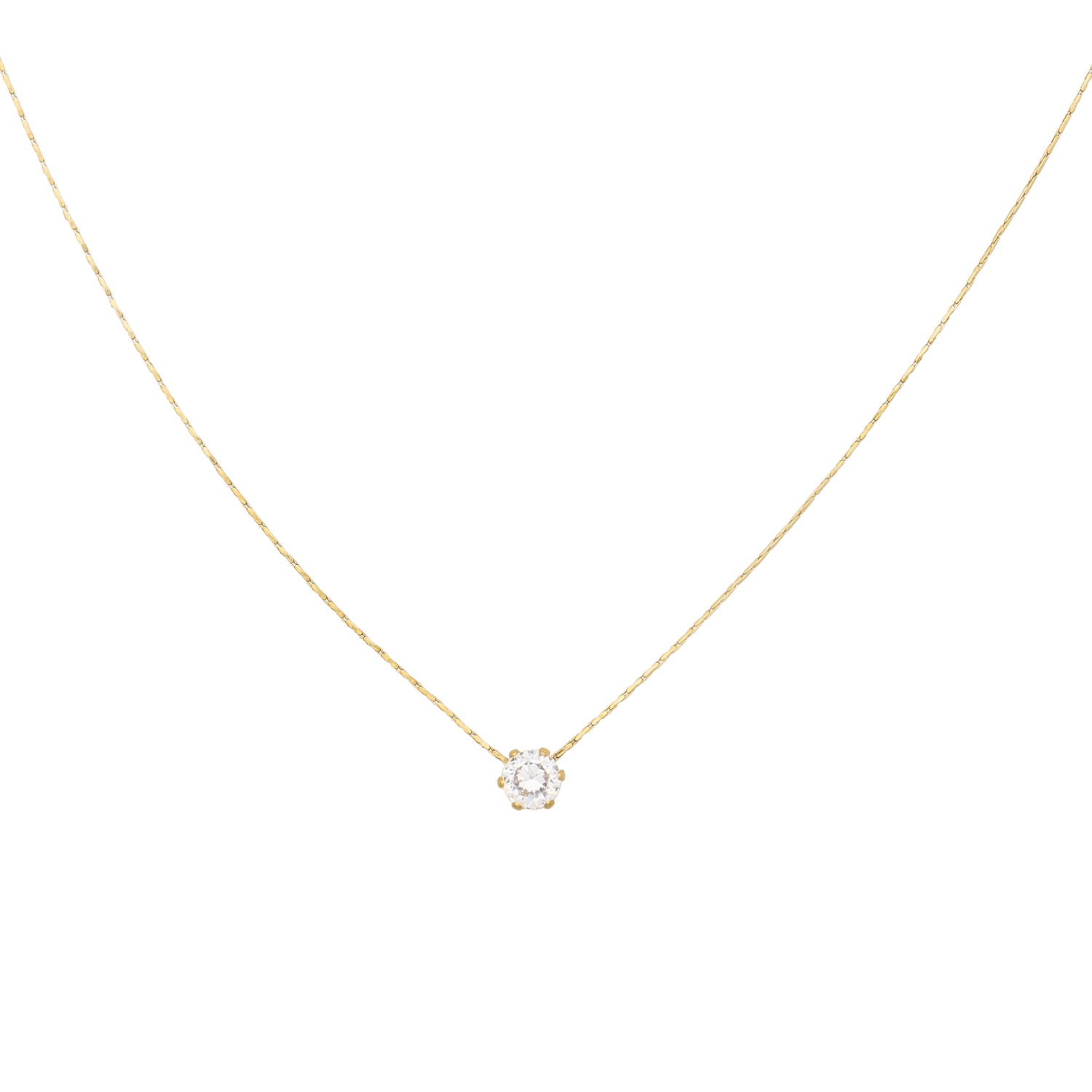 Fayla Necklace – Minimal Gold Necklace with Brilliant-Cut Stone