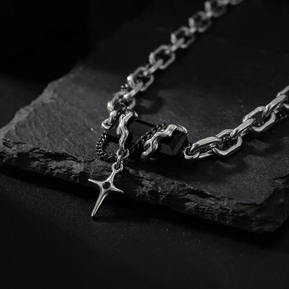 Vanta Onyx Star Necklace silver and black chain necklace with star charm