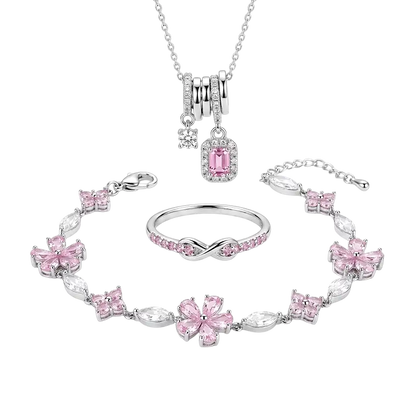 Rosé Silver Blossom Bundle | Silver Pink Jewellery Set