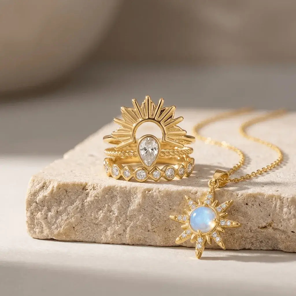 Sunaro Golden Radiance Bundle | Gold Necklace & Ring Set