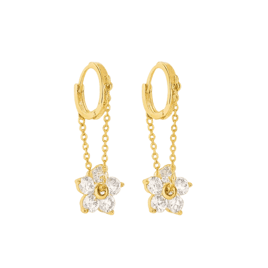 Alvora Florelle Earrings | Gold Drop Earrings with Sparkling Stones