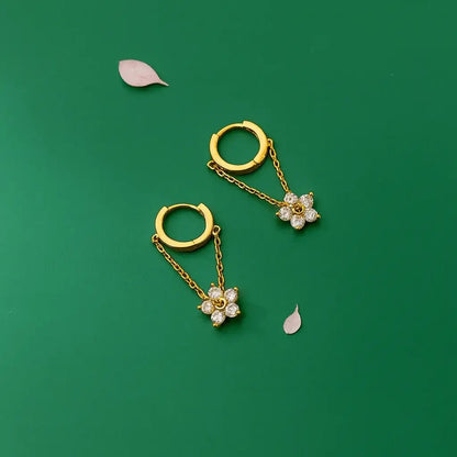Alvora Florelle Earrings | Gold Drop Earrings with Sparkling Stones