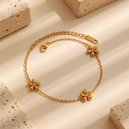 Florisel B - Alvora #skinfriendlyjewelry #waterproofjewelry 18k gold plated bracelet