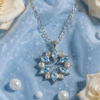 Alvora Glacielle Necklace – Icy Blue Crystal Winter Jewelry