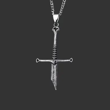 Alvora Gravion Crusader Sword Necklace – Medieval, Vintage Pendant for Men
