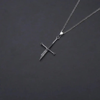 Alvora Gravion Crusader Sword Necklace – Medieval, Vintage Pendant for Men