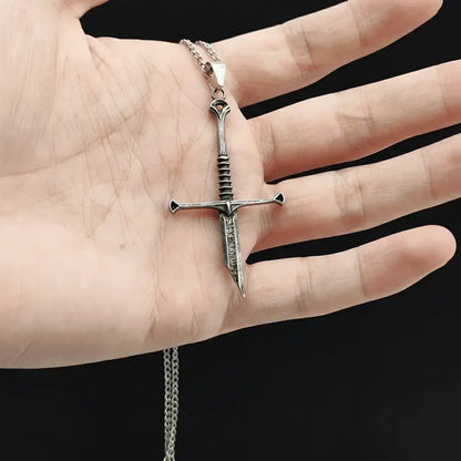 Alvora Gravion Crusader Sword Necklace – Medieval, Vintage Pendant for Men