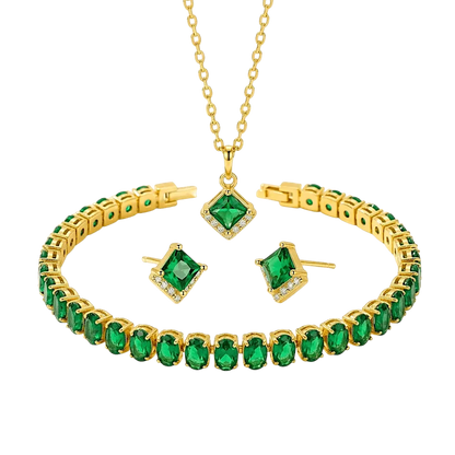 Emerald Grace Bundle | Gold Emerald Jewellery Set