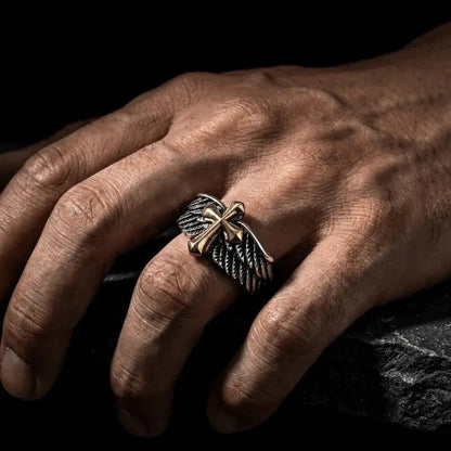 Iron Faith – Cross Wing High Quality Gothic Ring  for Men