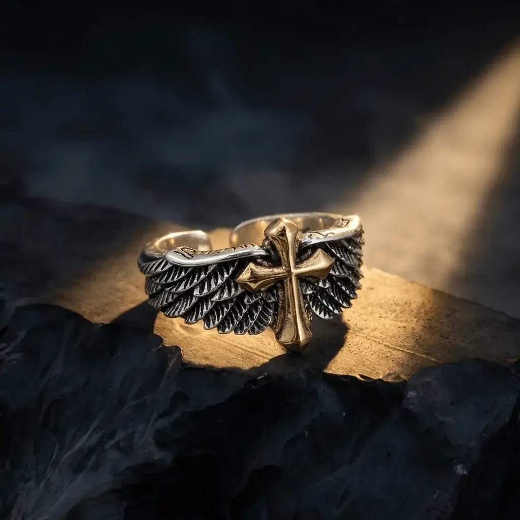Iron Faith – Cross Wing High Quality Gothic Ring  for Men