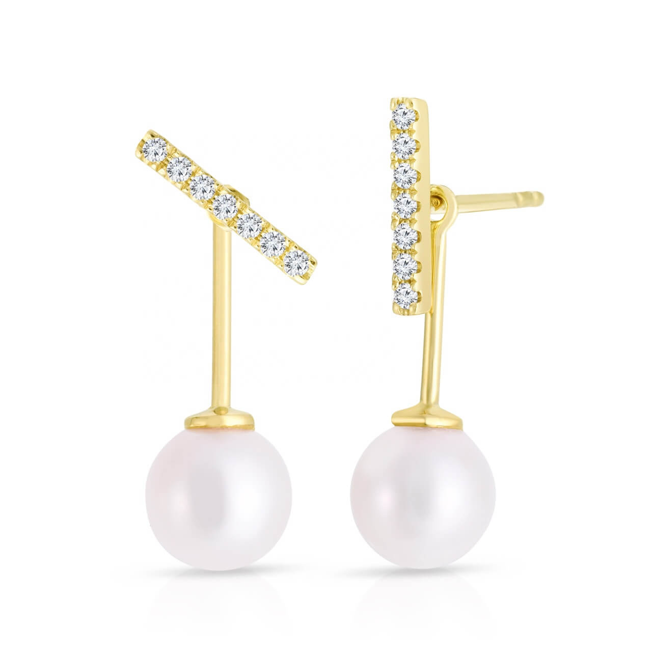 Ivorya Pearl Earrings | Gold Zircon Elegant Jewellery