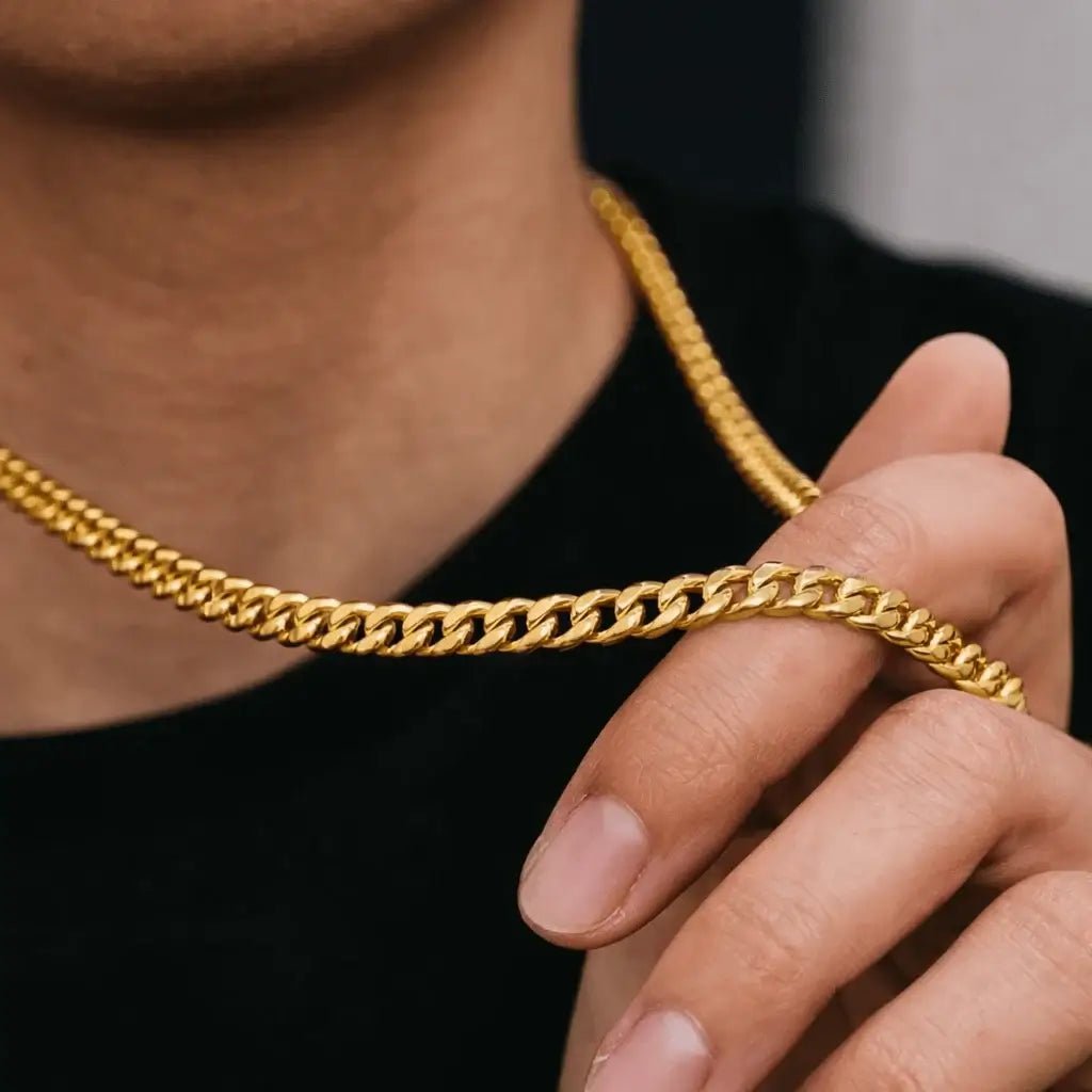 Krynex Cuban Chain 18K Gold – 5mm Stainless Steel Necklace