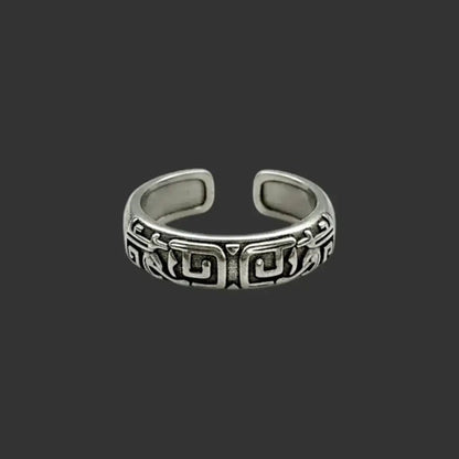 Alvora Labryon Retro Palindrome Ring | Vintage Gothic Silver Ring for Men