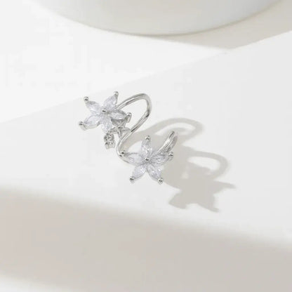 Alvora Lunafleur Earrings | Floral Celestial Crystal Earrings in Gold & Silver