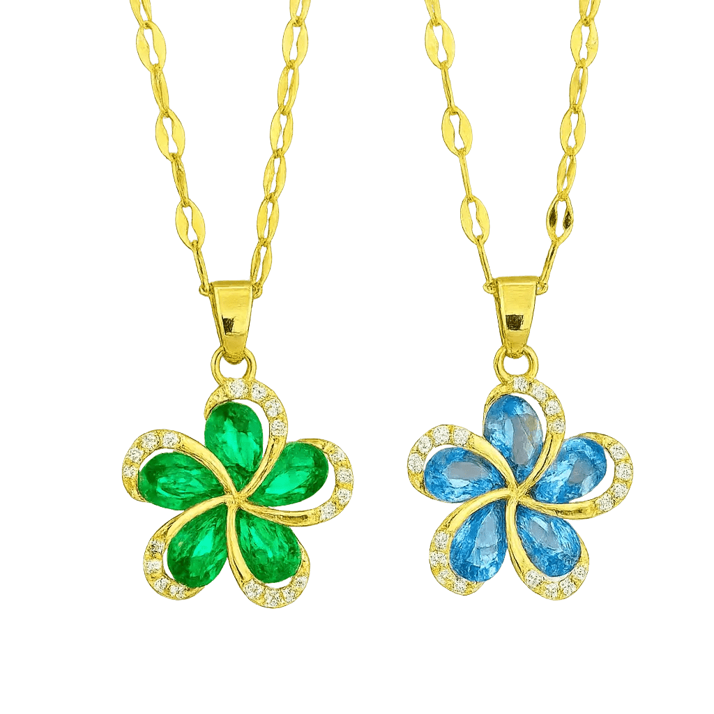 Lustre Pendant – Gold Emerald & Sapphire Waterproof Necklace 