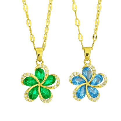 Lustre Pendant – Gold Emerald & Sapphire Waterproof Necklace 