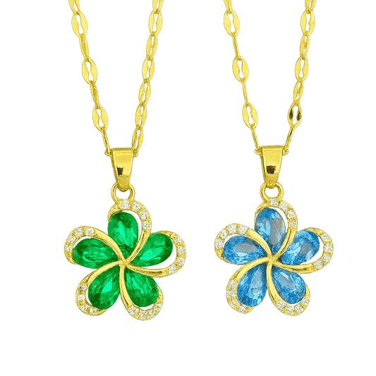 Lustre Pendant – Gold Emerald & Sapphire Waterproof Necklace 