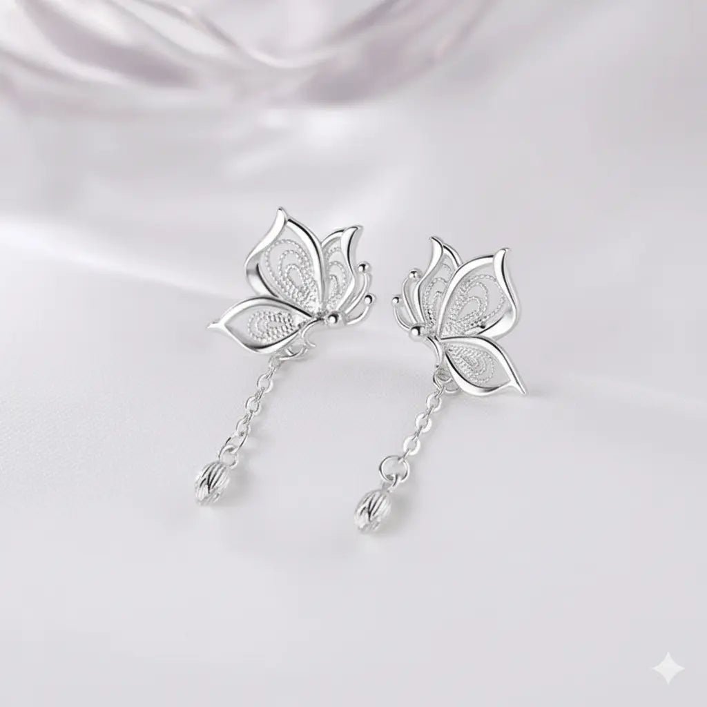Alvora Meloria Silver Earrings | Minimal Butterfly Fashion Jewelry