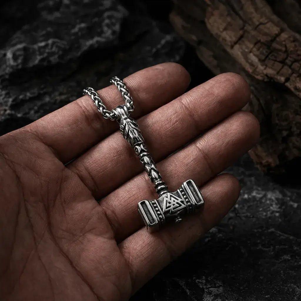 Mjornyx – Viking Thor Hammer Silver  Necklace 